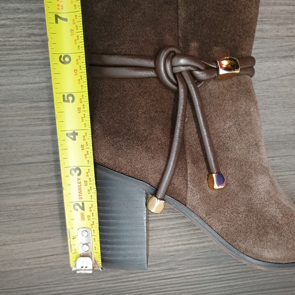 Dolce Vita Brown Suede Knee High Western Boots Pointed Toe Block Heel Zip Size 5 - Picture 9 of 16